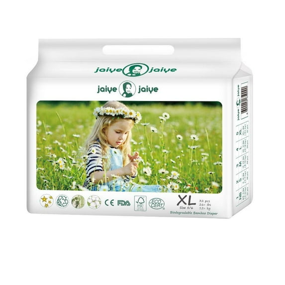 Jaiye - Ultra Premium Bamboo Baby Diapers Disposable - Biodegradable Baby Diapers – XL Size 5 & 6, 96 Count