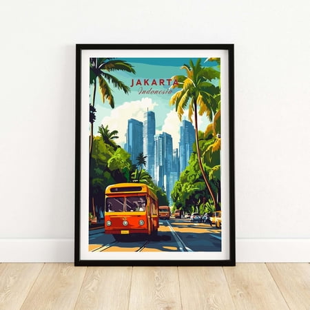 Jakarta Art Print Indonesia Living Room Wall Decor Artwork Gift Framed Print or Unframed P