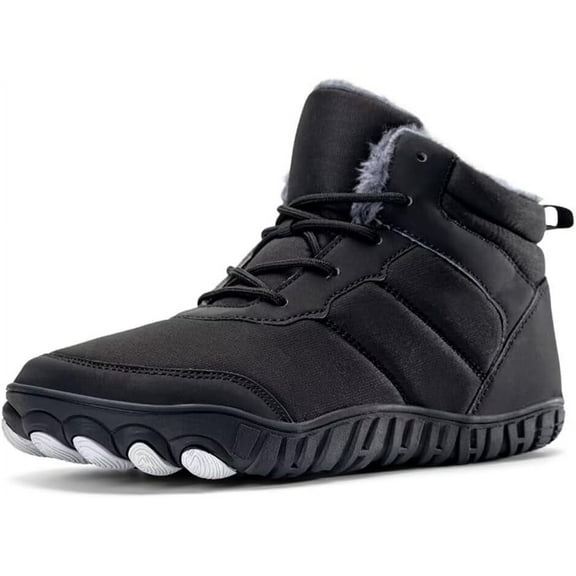 Jakcuz Men Snow Boots Warm Ankle Boots Fur Lined Water Resistant Winter Shoes with Non-slip Outsole