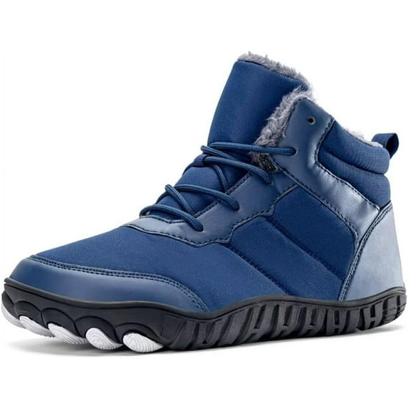 Jakcuz Men Snow Boots Warm Ankle Boots Fur Lined Water Resistant Winter Shoes with Non-slip Outsole