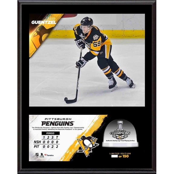 Jake Guentzel Pittsburgh Penguins 2017 Stanley Cup Champions 12'' x 15'' Sublimated Plaque with Game-Used Ice from the Stanley Cup Final - Limited Edition of 150