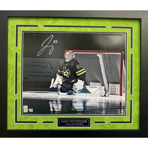 Jake Oettinger Autographed Hand Signed Custom Framed 16x20 Dallas Stars Photo - Fanatics COA