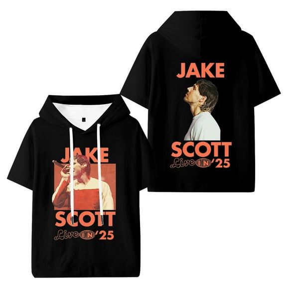 Jake Scott On Tour Live In 2025 Hooded Short Sleeve Women Men Tops Hip Hop Hoodies