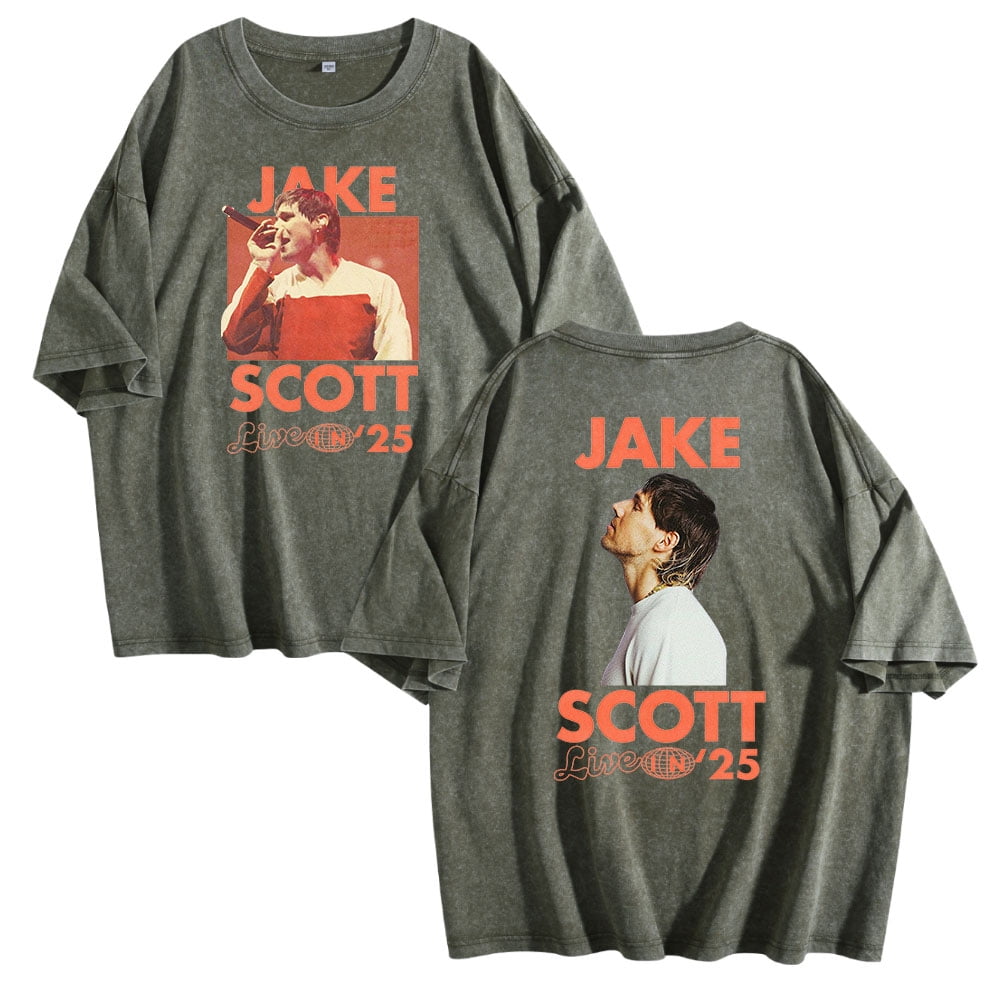 Jake Scott On Tour Live In 2025 Washed Cotton Tshirt Hip Hop Style ...