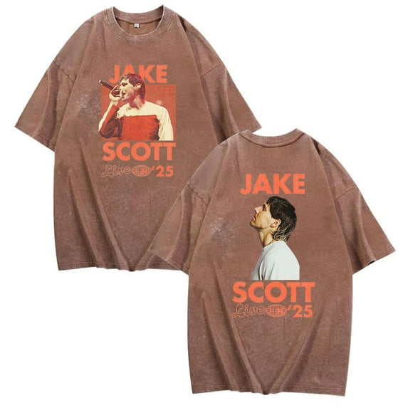 Jake Scott On Tour Live In 2025 Washed Cotton Tshirt Hip Hop Style Short Sleeve Tees