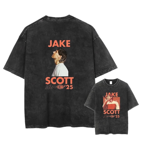 Jake Scott On Tour Live In 2025 Washed T-shirt Trendy Fashion Short-sleeved Unisex Streetwear