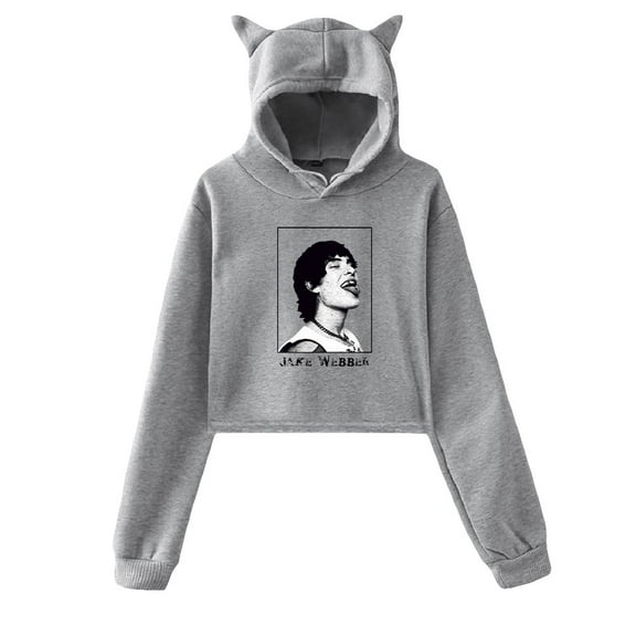 Jake Webber Cat Ear Hoodie Casual Short Clothes Fashion Women Bear Ear Sweatshirt