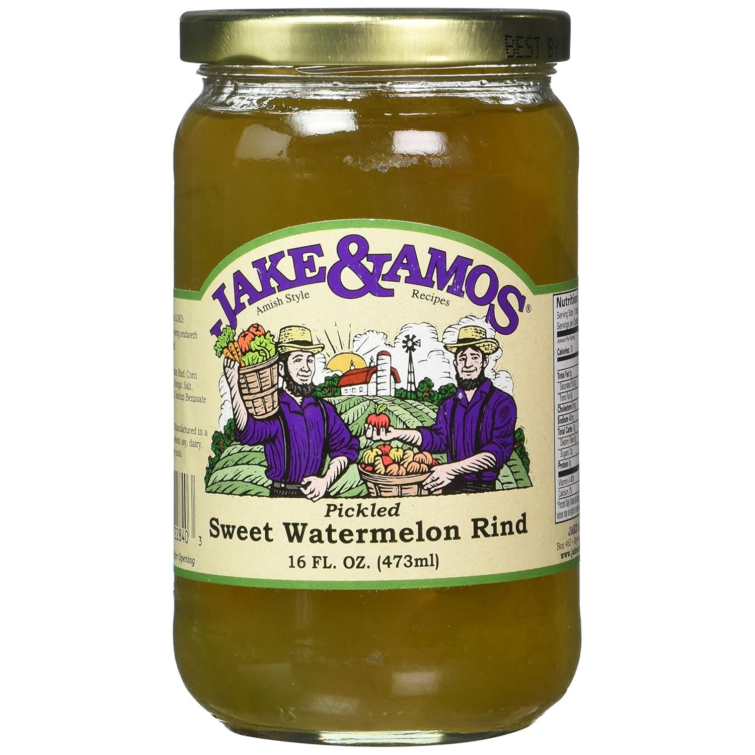 Jake and Amos Pickled Sweet Watermelon Rind Jars, 16 Ounce - 2 pack ...