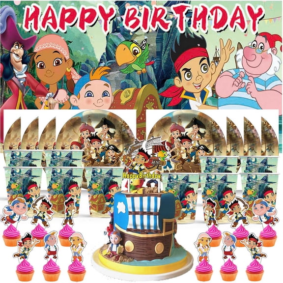 Jake and the Never Land Pirates Birthday Cups Party Supplies Decor Backdrop Paper Plates Fans Decorations Banner