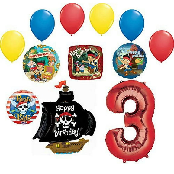 Jake and the Neverland Pirates 3rd Birthday Party Supplies Balloon Bouquet Decorations