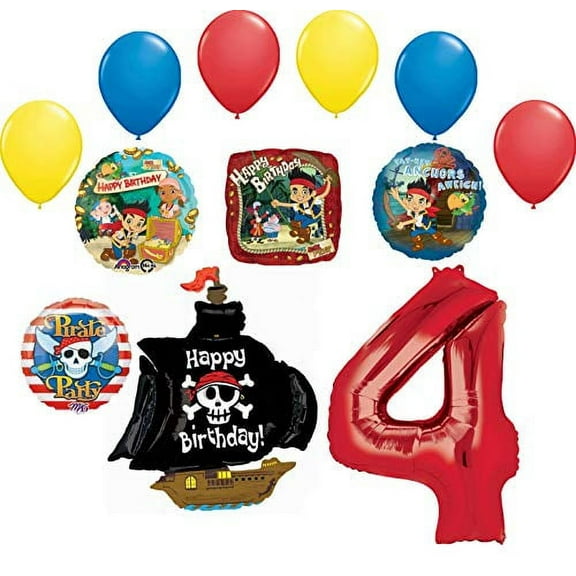 Jake and the Neverland Pirates 4th Birthday Party Supplies Balloon Bouquet Decorations