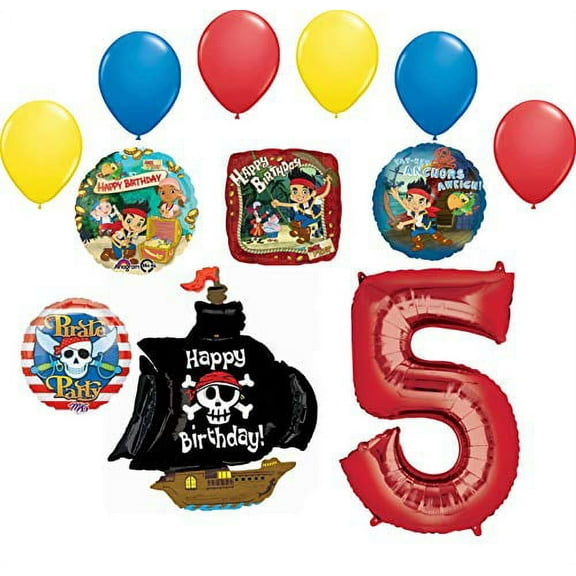 Jake and the Neverland Pirates 5th Birthday Party Supplies Balloon Bouquet Decorations