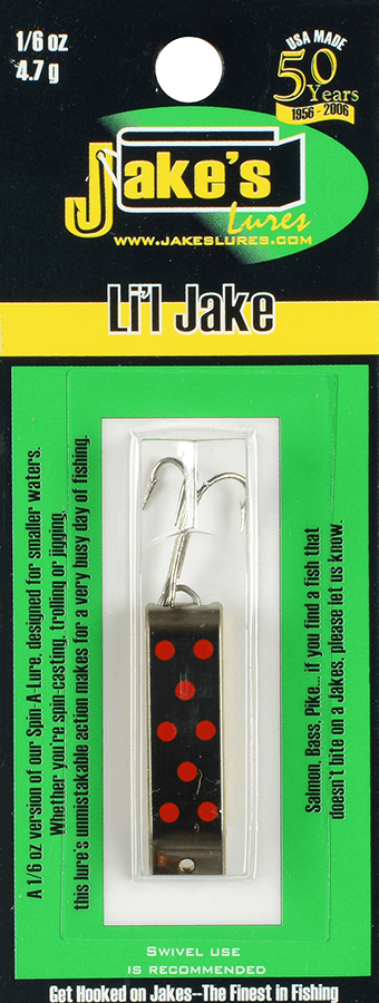 Jake's Spin-A-Lure 1/6oz Silver w Red Dots