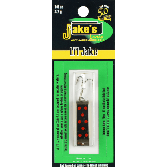 Jake's Spin-A-Lure 1/6oz Silver w Red Dots