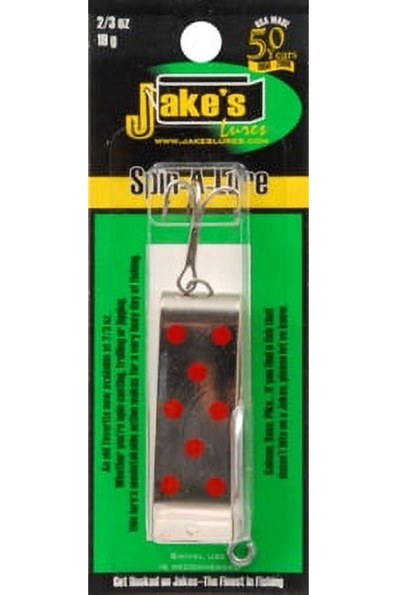 Jake's Spin-A-Lure 2/3oz Silver w Red Dots