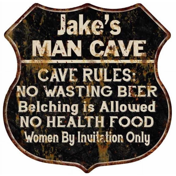 Jake's Man Cave Rules Sign Shield Metal Gift 211110007069