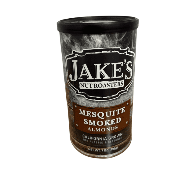 Jake’s Nut Roasters Mesquite Smoked Almonds 7 oz Dry Roasted California Grown Seasoned Almond Snack