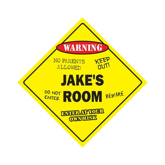 Jake's Room Sign Crossing Zone Xing | Indoor/Outdoor | 17" Tall kids bedroom decor door children's name boy girl