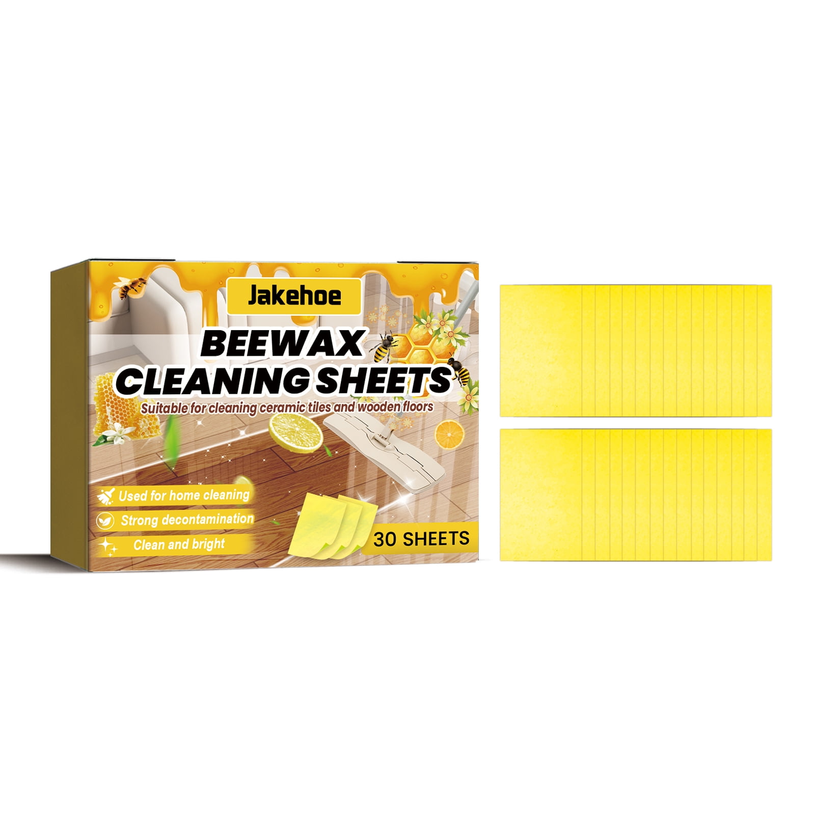 Jakehoe Beewax Cleaning Sheets, Home Floor Decontamination Descaling Lighten The Multifunctional Mop The Floor Clean