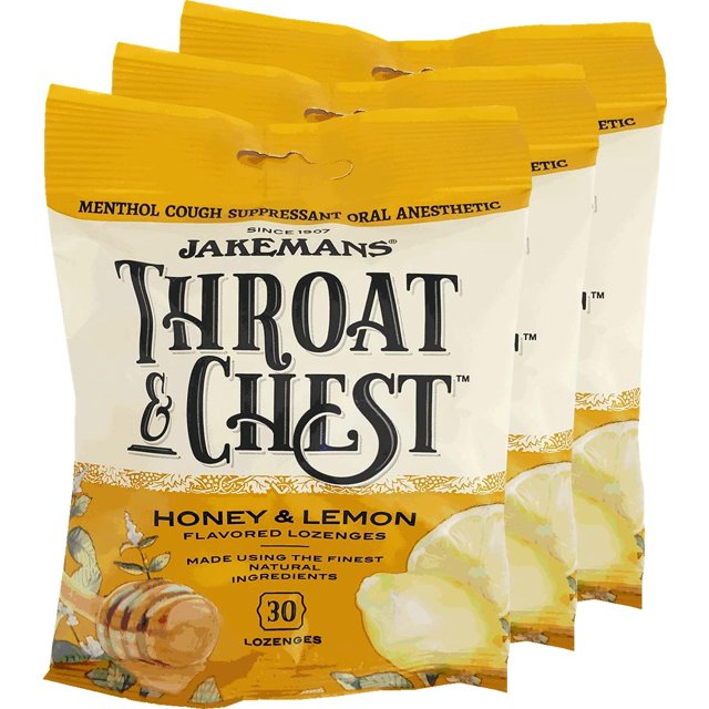 Jakemans Honey and Lemon Throat & Chest Lozenges Cough Drops Cough