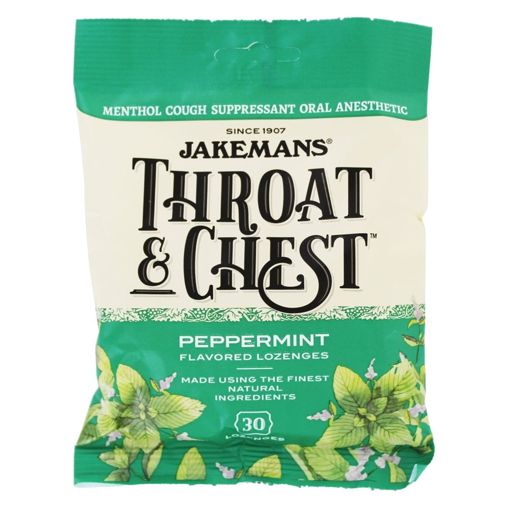 Jakemans Throat & Chest Soothing Cough Drops Peppermint Flavor, 30 Count Bag