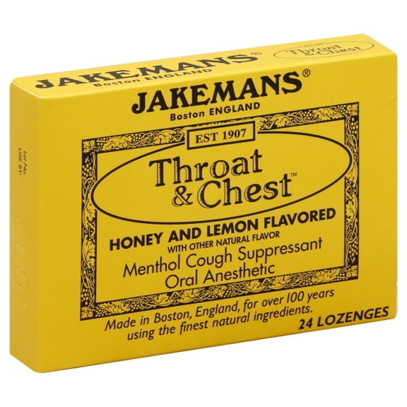 Jakemans Throat & Chest Soothing Cough Drops Honey & Lemon Flavor, 24 Count Box