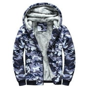 BADYMINCSL Jakets for Men Hooded Fleece Pullover Warm Winter Fuzzy Sherpa Lined Camouflage Jackets Coat