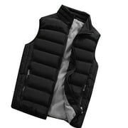 BADYMINCSL Jakets for Men Men Autumn Winter Coat Padded Cotton Vest Warm Hooded Thick Vest Tops Jacket