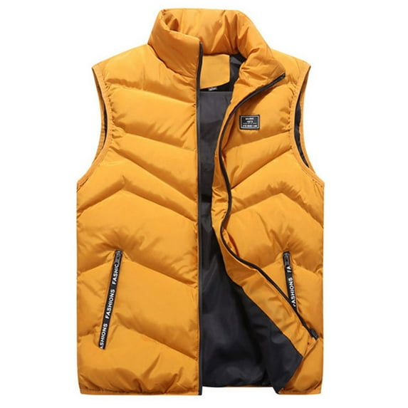 Jakets for Men Men Autumn Winter Stand Collar Pure Color Waistcoat Vest Jacket Top Coat