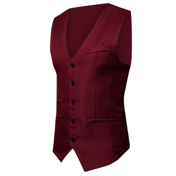Jakets for Men Men Vest V-Neck Sleeveless Single-breasted Slim Fit Jacket Business Waistcoat