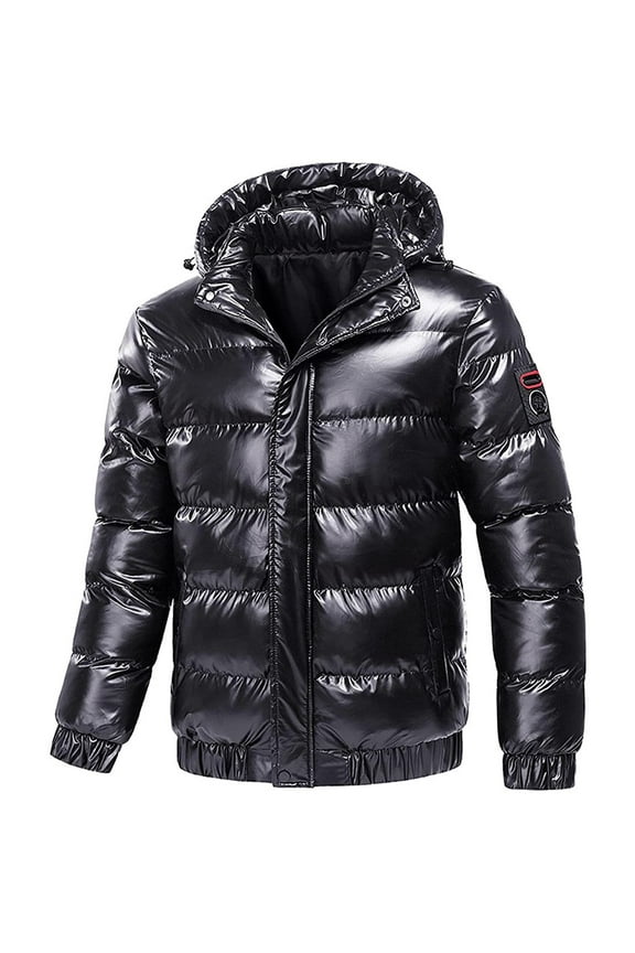 Jakets for Men Shiny Hooded Reflective Down Jacket Cotton Jacket
