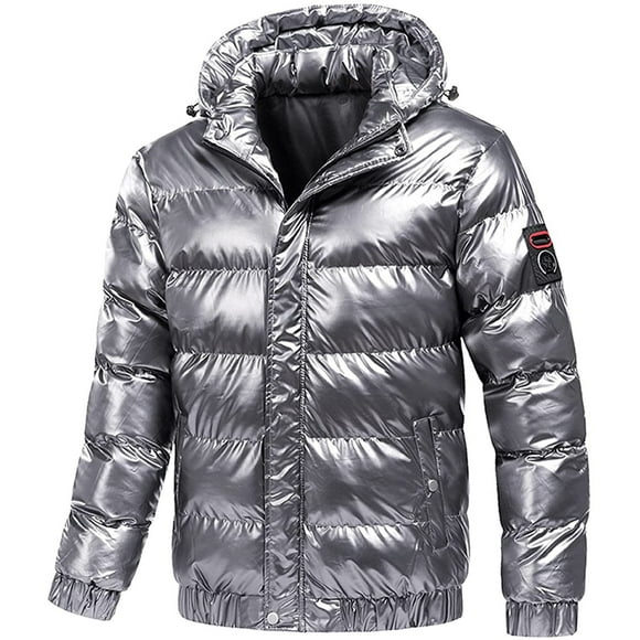 Jakets for Men Shiny Hooded Reflective Down Jacket Cotton Jacket
