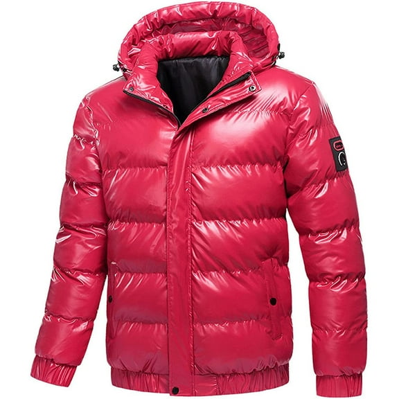 Jakets for Men Shiny Hooded Reflective Down Jacket Cotton Jacket