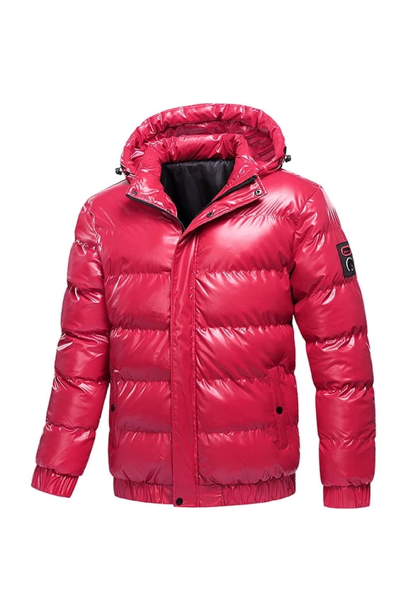 Jakets for Men Shiny Hooded Reflective Down Jacket Cotton Jacket