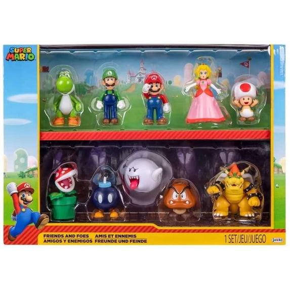 Jakks Pacific Collectible Child Mario Action Figure, Multicolor, 1.19 lbs, 10 Pack