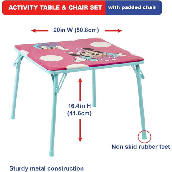Jakks Pacific Minnie Jr Activity Table Set with One Chairs, Teal and Red
