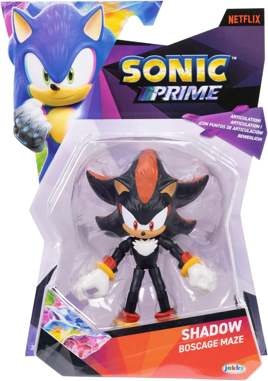 Jakks Pacific Shadow the Hedgehog Collectible Kids Shadow Action Figure, Black Red, 5\