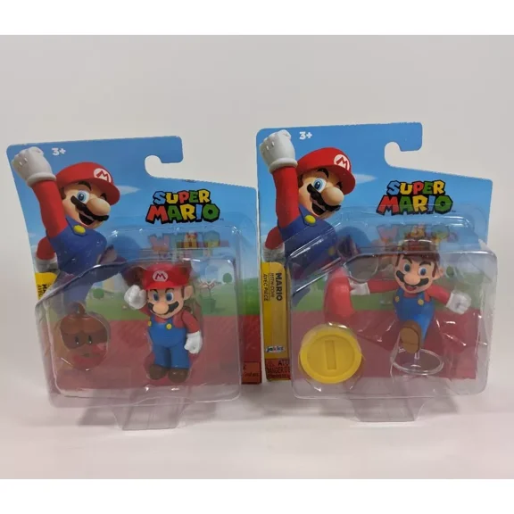 Jakks Pacific Super Mario 2 Pk Racoon Mario w/ Super Leaf & Mario w/ Coin Figure