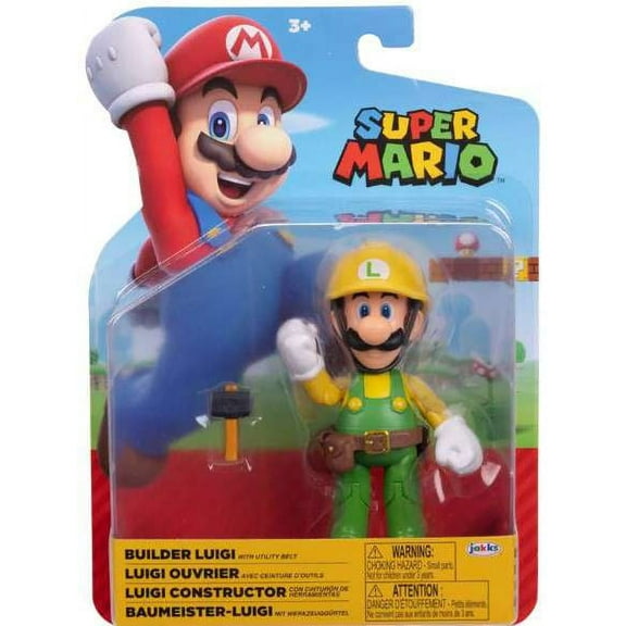 Jakks Pacific Super Mario 3+ Action Figure with Hammer, Plastic, 4in