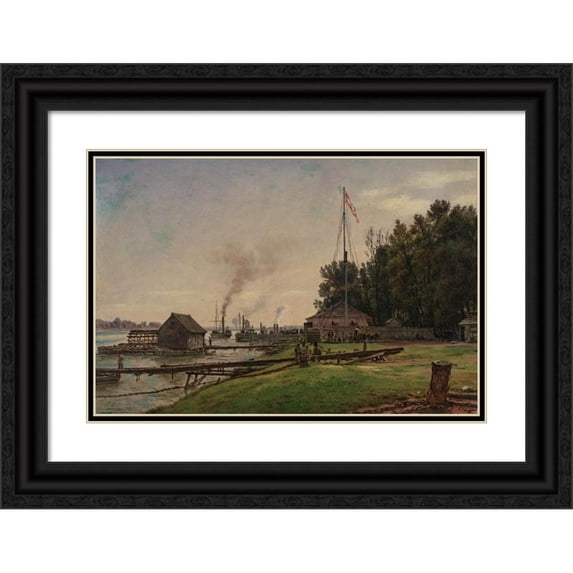 Jakob Alt 24x17 Black Ornate Framed Double Matted Museum Art Print Titled: II. Donagegend (ca. 1850)