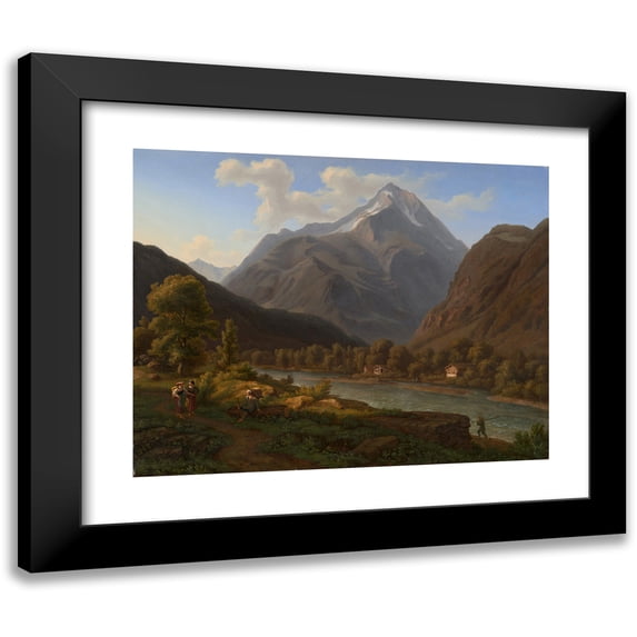 Jakob Christoph Miville 18x15 Black Modern Framed Museum Art Print Titled - View of the Bristenstock Close to Altdorf (1821-1824)