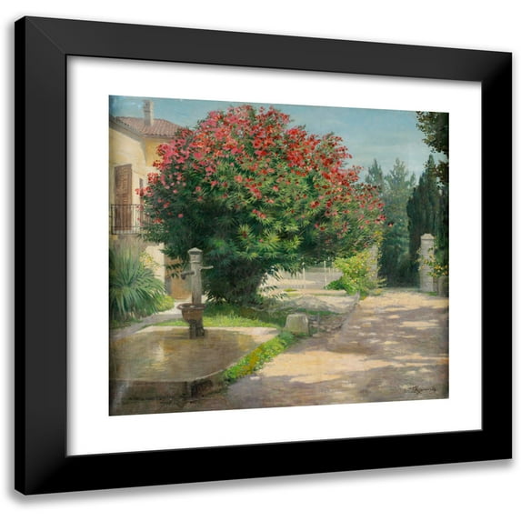 Jakob Koganowsky 16x15 Black Modern Framed Museum Art Print Titled - Garden with Oleander