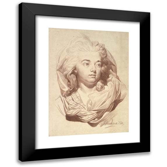 Jakob Matthias Schmutzer 18x24 Black Modern Framed Museum Art Print Titled - Head of a Woman with a Veil (1782)