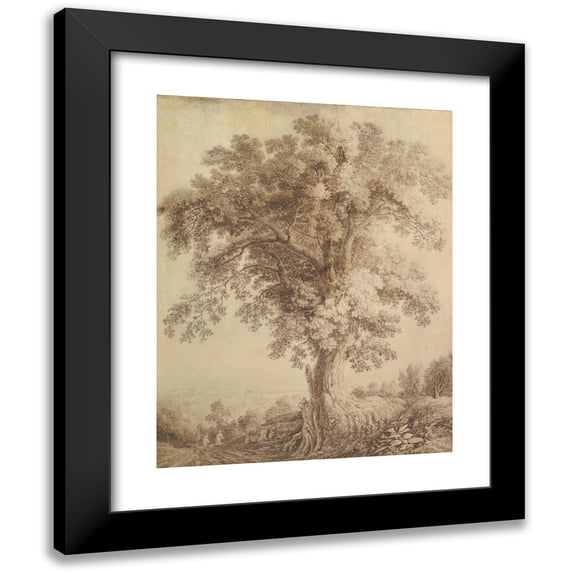 Jakob Philipp Hackert 20x24 Black Modern Framed Museum Art Print Titled - A Large Tree at Albano (1782)