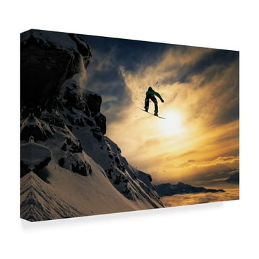Jakob Sanne 'Sunset Snowboarding' Canvas Art