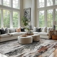 thumbnail image 1 of Jakolive 5x7 Oblong Area Rug: Modern Oil Painting-Infused Design, Washable, Low-Pile and Weathered Finish, Nostalgic Art Carpet for Kitchens, Dining Areas, Bedrooms, Rust red, 1 of 8