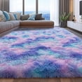 thumbnail image 1 of Jakolive 6x9 ft Tie-Dye Blue Rainbow Fluffy Rug from Solid Shag Line，Ultra-Plush Area Rug Perfect for Kid's Rooms, Cloakrooms. Crafted for Snug Underfoot Feel & Stylish Room Accents, 1 of 7