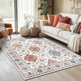 thumbnail image 1 of Jakolive Floral-Patterned Rug on Beige Background, 5x7, Soft, Versatile Carpet Boasting Bold Bloom Motifs, Perfect for Entryways, Dining Spaces, Office Corners, 1 of 7