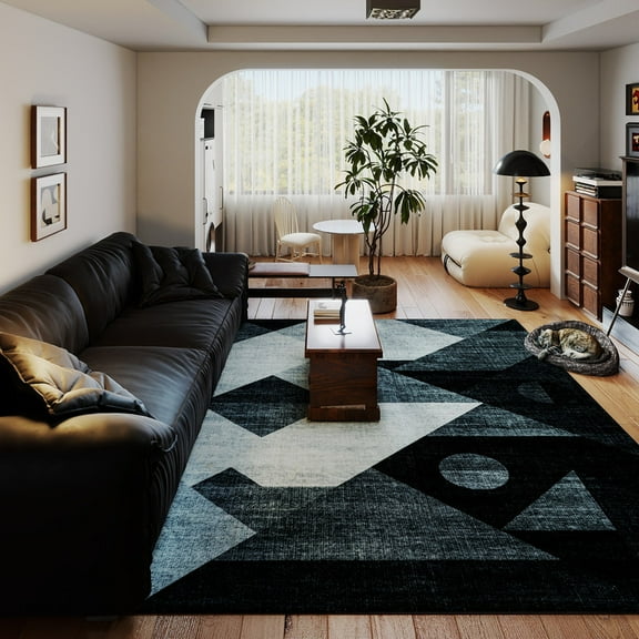 Jakolive Modern Abstract Printed Area Rug 5x7ft, Minimalist Color Palette, Sleek Patterns, Durable Washable Material, Ideal for Bedroom, Home Office, Entryway,