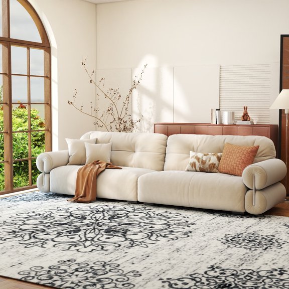 Jakolive Modern Area Rug 5x7ft, Subtle Botanical Motifs in Modern Style, Stain-Resistant Surface & Non-Slip Base, Great for Bedroom, Living Room & Guest Room